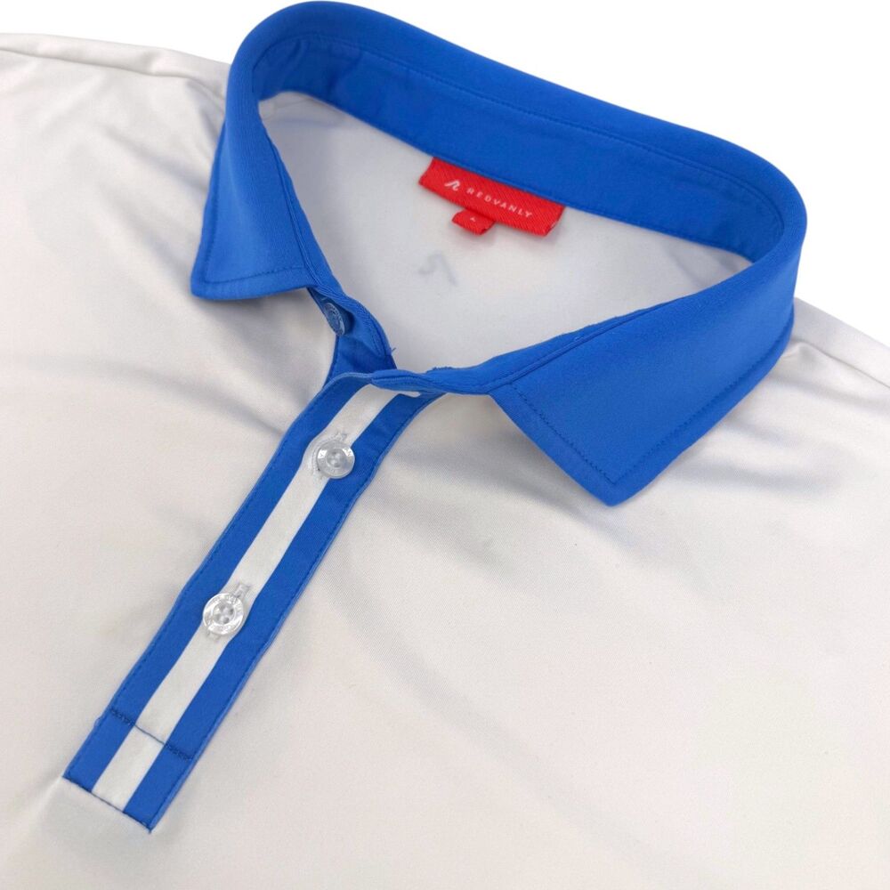 Redvanly Men's Yellowstone Club Monroe Performance Polo Shirt White/Blue Large